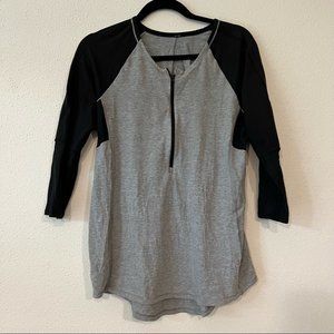 Lululemon Spincity Long Sleeve Heathered Silver Slate / Black